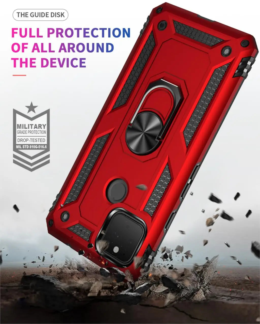 Shockproof Armor Phone Case For Google Pixel 4 4A 5 5G XL 3A Anti-Fall Magnetic Kickstand Finger Metal Ring Holder Back Cover