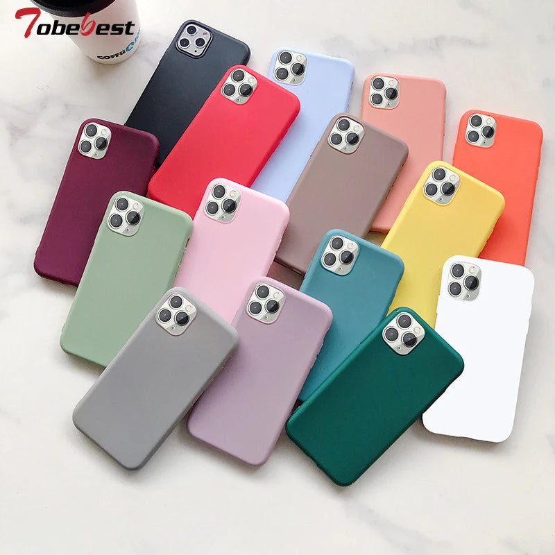 Candy Solid Color Phone Case For Samsung Galaxy A6 A8 Plus A7 A9 2018 A750 Coque Silicone Soft TPU Matte Cover