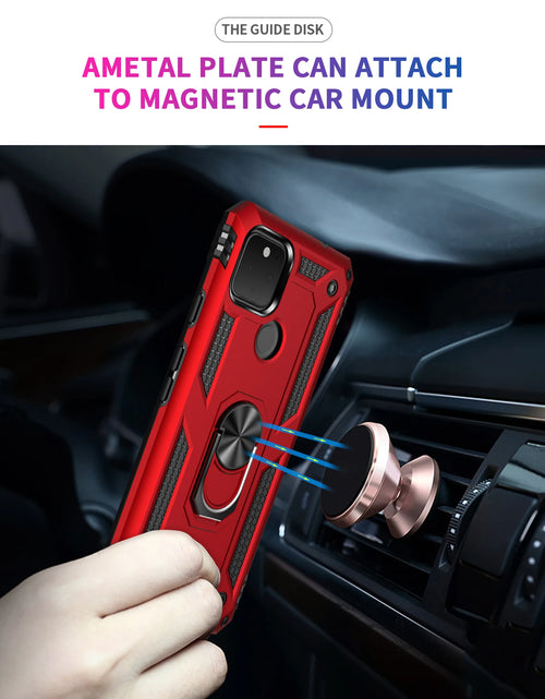 Load image into Gallery viewer, Shockproof Armor Phone Case For Google Pixel 4 4A 5 5G XL 3A Anti-Fall Magnetic Kickstand Finger Metal Ring Holder Back Cover
