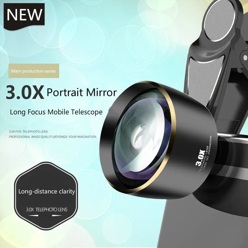 Distortionless 3X Telescope Telephoto Lens 5K HD 85MM 3.0X Phone Camra Portrait Lenses for iPhone Xiaomi Most Smartphones