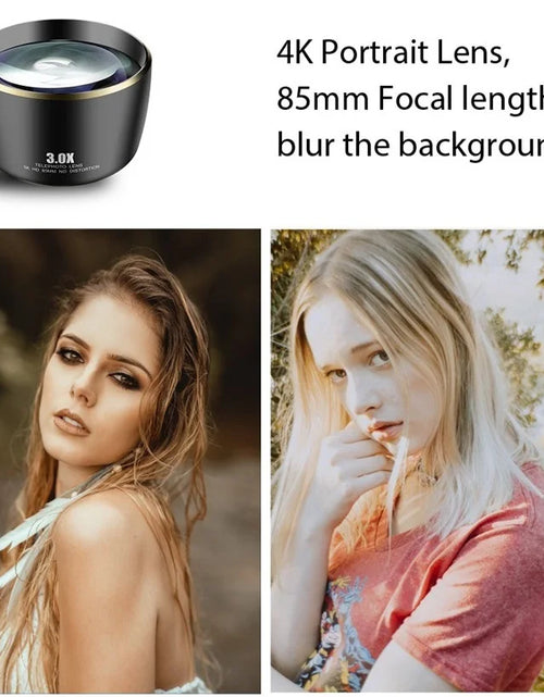 Load image into Gallery viewer, Distortionless 3X Telescope Telephoto Lens 5K HD 85MM 3.0X Phone Camra Portrait Lenses for iPhone Xiaomi Most Smartphones
