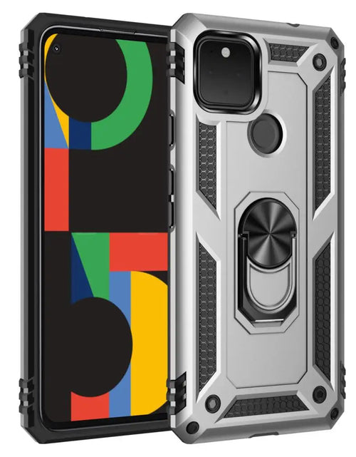 Load image into Gallery viewer, Shockproof Armor Phone Case For Google Pixel 4 4A 5 5G XL 3A Anti-Fall Magnetic Kickstand Finger Metal Ring Holder Back Cover
