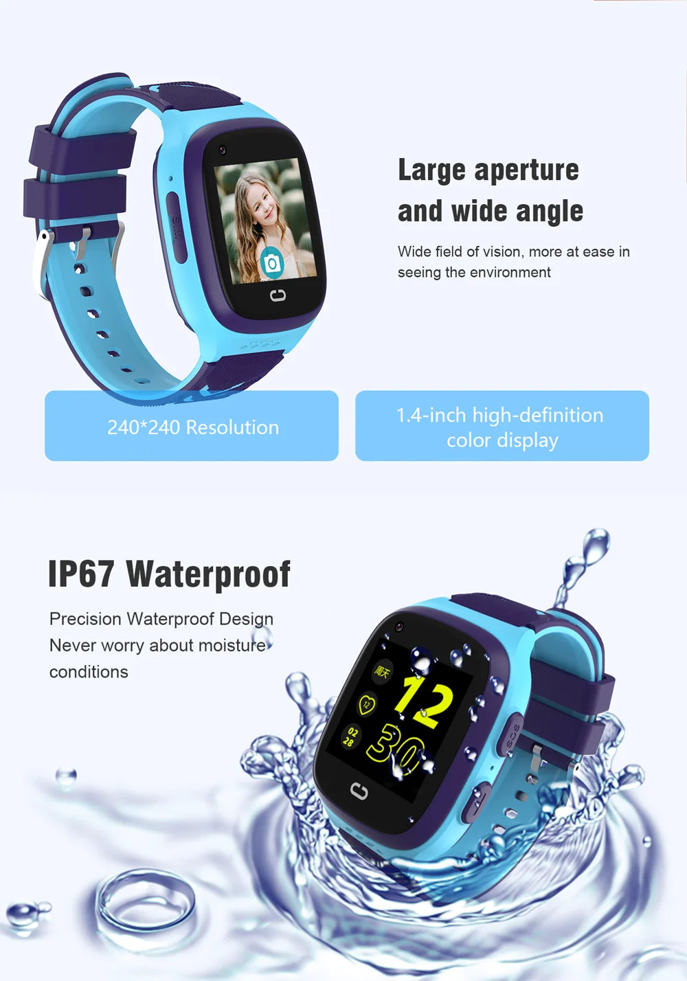 Smart Watch Kids GPS 4G LT31 Tracking  IP67 Waterproof Smartwatch Security Fence SOS SIM Call Sound Guardian For Baby