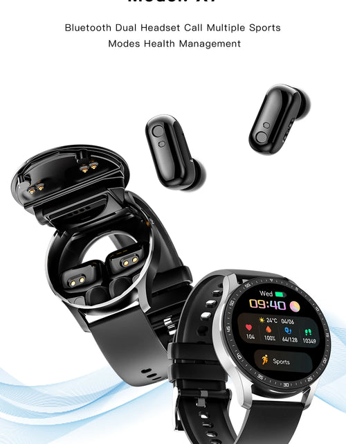 Load image into Gallery viewer, GEJIAN X7 Headset Smart Watch TWS Two In One Wireless Bluetooth Dual Headset Call Health Blood Pressure Sport Music Smartwatch
