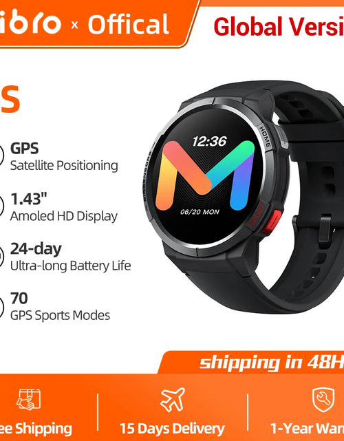 Load image into Gallery viewer, Mibro GS Smartwatch GPS Positioning 460mAh Battery AOD 1.43Inch AMOLED HD Screen 5ATM Waterproof Sport Men Women Smart Watch
