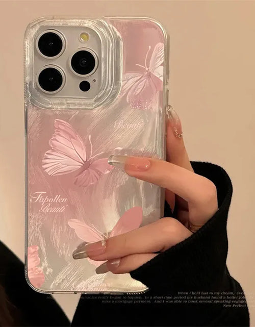 Load image into Gallery viewer, Pink Butterfly Laser Phone Case For Apple IPhone 15 11 13 14 12 Pro Max 15 Plus SE2 3 X XR XS Max 8 7 Plus Lens protection Cover
