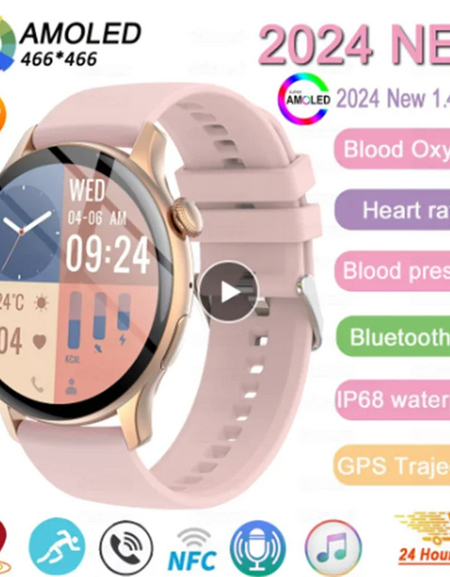 Load image into Gallery viewer, 2024 New NFC Smart Watch Ladies 466*466 HD Screen Health Tracker Sports Voice Bluetooth Call Smartwatch Women For Huawei Xiaomi
