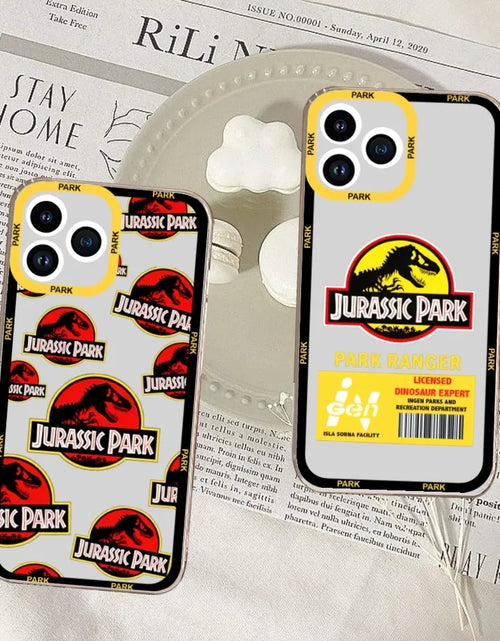 Load image into Gallery viewer, Jurassic Park Dinosaur World Phone Case For iPhone 11 12 Mini 13 14 Pro Max Transparent Shell
