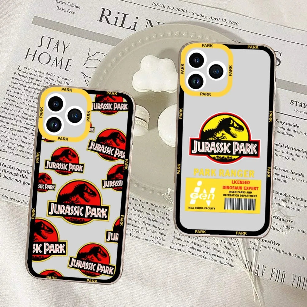 Jurassic Park Dinosaur World Phone Case For iPhone 11 12 Mini 13 14 Pro Max Transparent Shell