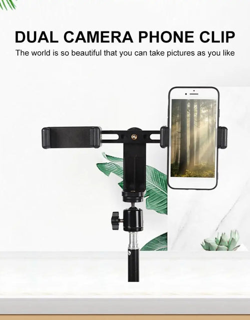 Load image into Gallery viewer, Dual Camera Phone Holder Plastic Mobile Phone Stabilizer Clip 360 Degree Rotating Outdoor Phone Holder For Live Broadcast Supple
