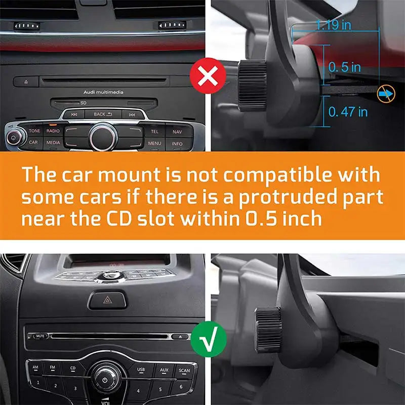 Car CD Slot Mobile Phone Holder Accessories 17mm Ball Head Base for Car CD Slot Mount for iPhone Samsung Xiaomi GPS Brackets