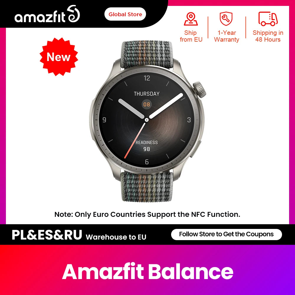 Global Amazfit Balance 46mm Smart Watch Dual-band GPS 150+ Sports Modes14 Days Battery Life Smartwatch For Android IOS Phone