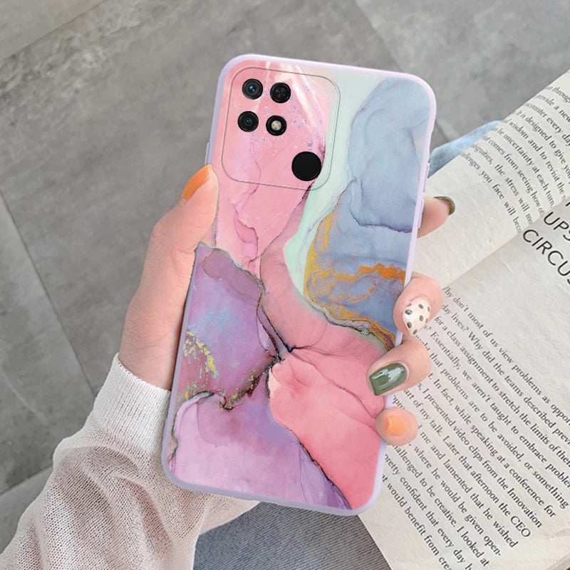 Marble Pattern Phone Case For Redmi 10C 10 C Protective Cover Case Pink Gold Marble Soft Silicone Funda For Xiaomi Redmi 10C