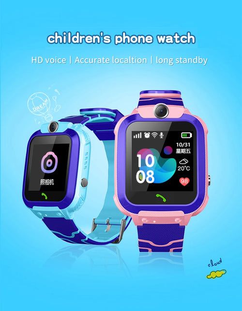 Load image into Gallery viewer, New Q12 Waterproof Children&#39;s Smart Watch Sim Card LBS Location Tracker Voice Chat Flashlight Children&#39;s Smart Phone Watch reloj
