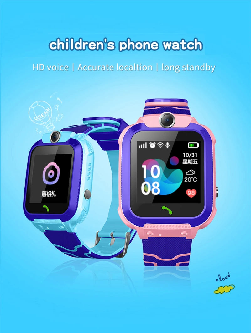 New Q12 Waterproof Children's Smart Watch Sim Card LBS Location Tracker Voice Chat Flashlight Children's Smart Phone Watch reloj