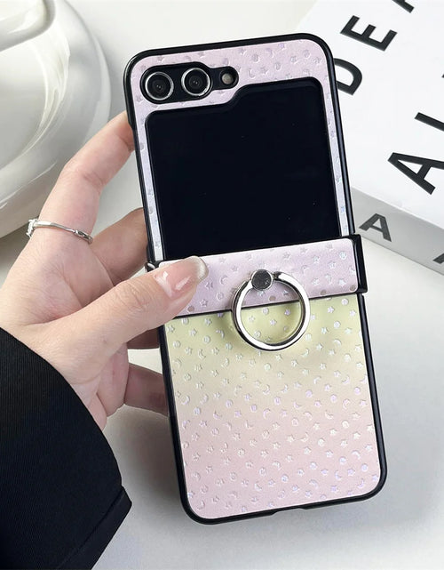 Load image into Gallery viewer, Double Color Gradient Star Phone Case for Samsung Galaxy Zflip5 Z Flip6 ZFlip 6 5 4 3 Flip4 Fold Plating Cover with Ring Bracket
