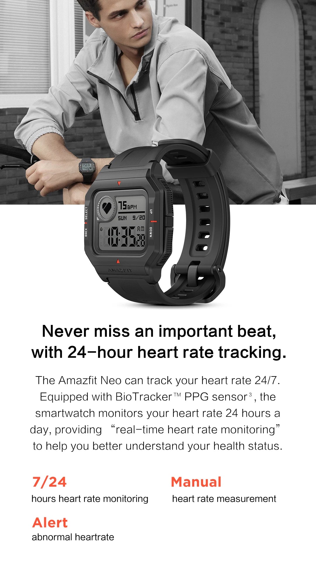 Amazfit Neo Smart Watch Heart Rate Monitoring And Sleep Monitoring 5ATM Waterproof Sport Watch Bluetooth 5.0 95New No Box