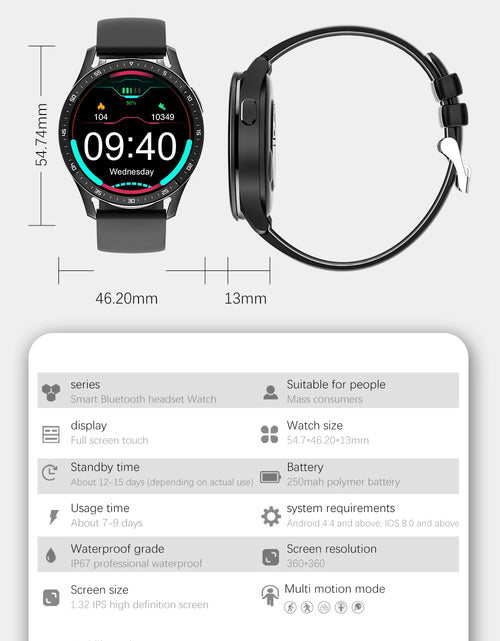 Load image into Gallery viewer, GEJIAN X7 Headset Smart Watch TWS Two In One Wireless Bluetooth Dual Headset Call Health Blood Pressure Sport Music Smartwatch
