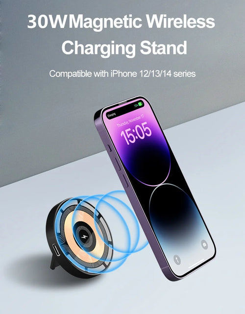 Load image into Gallery viewer, 30W Magnetic Wireless Charger For iPhone 15 14 13 12 Pro Max Fast Wireless Charging Pad Ultra Thin Phone Chargers Holder Stand
