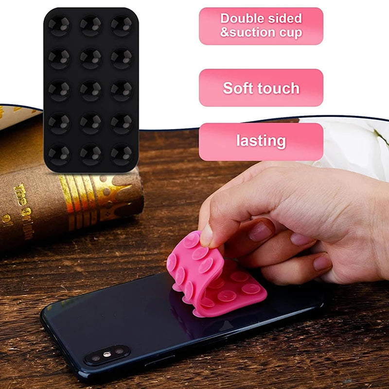 Suction Cup Wall Stand Mat Multifunctional Silicone Square Phone Double-Sided Case Anti-Slip Holder Mount Sucker Pad