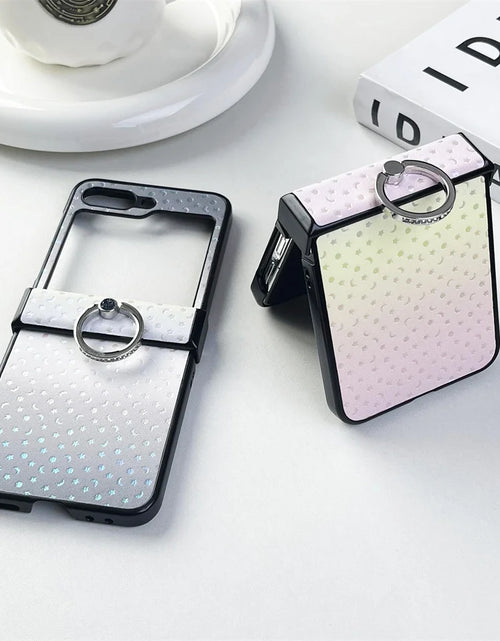 Load image into Gallery viewer, Double Color Gradient Star Phone Case for Samsung Galaxy Zflip5 Z Flip6 ZFlip 6 5 4 3 Flip4 Fold Plating Cover with Ring Bracket
