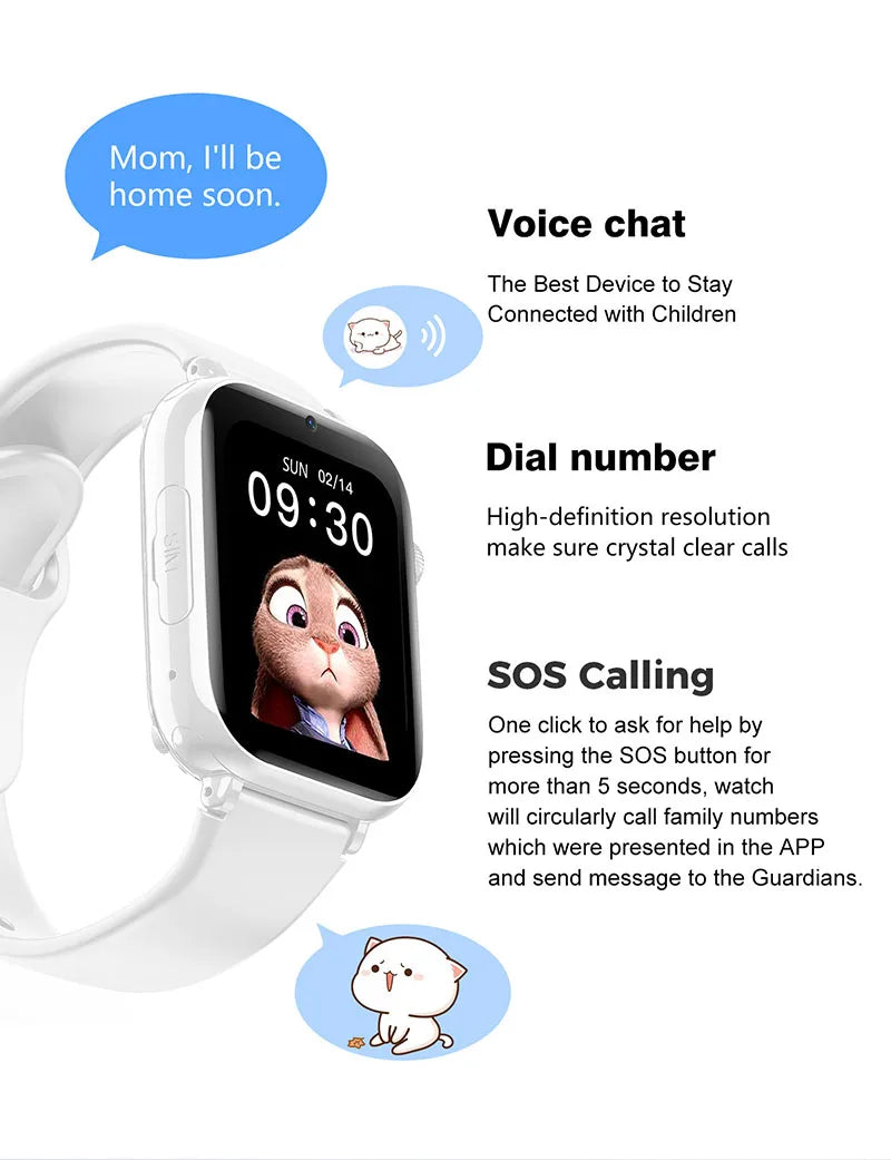 Xiaomi Mijia Kids 4G Smart Watch SOS GPS Location Tracker Video Call Chat Camera Sim Card Waterproof Smartwatch for Children