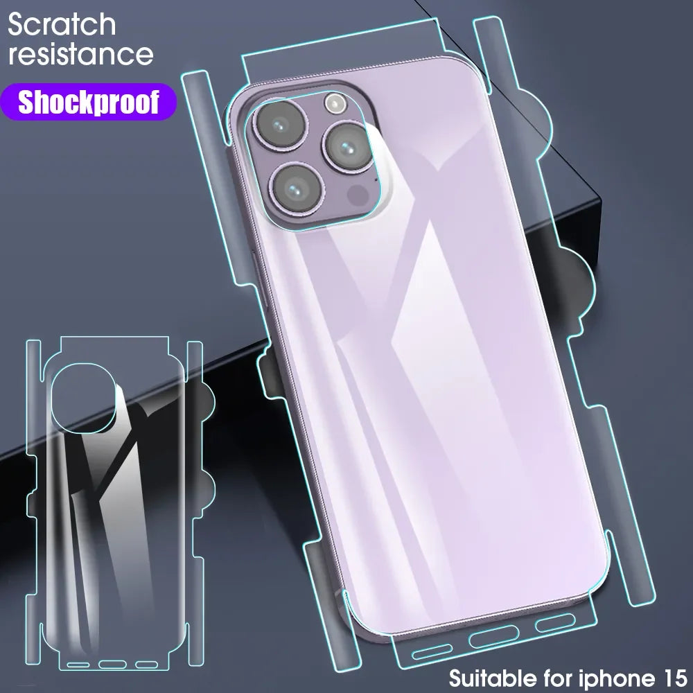 For Iphone 15 Pro Max Plus Full Coverage Back Film Soft Hydrogel Anti-scratch Protective Film for Iphone 15 Series Back Cover