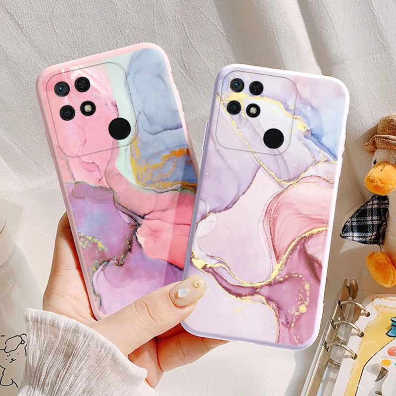 Marble Pattern Phone Case For Redmi 10C 10 C Protective Cover Case Pink Gold Marble Soft Silicone Funda For Xiaomi Redmi 10C