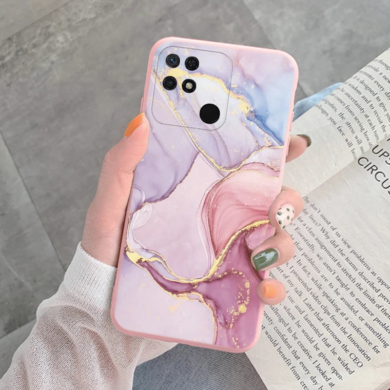 Marble Pattern Phone Case For Redmi 10C 10 C Protective Cover Case Pink Gold Marble Soft Silicone Funda For Xiaomi Redmi 10C