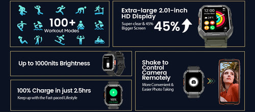 Load image into Gallery viewer, Blackview W60 2024 New Smartwatch 2.01&#39;&#39; HD Display TFT Rugged Smart Watch for Outdoor With Emergency Lighting Bluetooth Calling
