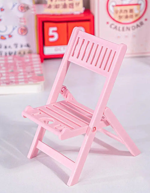 Load image into Gallery viewer, Mini Chair Shape Mobile Phone Stand Cartoon Cute Mobile Phone Tablet Office Desktop Lazy Foldable Chair Holder Accessories
