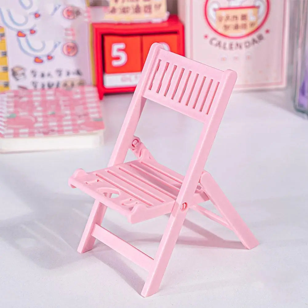 Mini Chair Shape Mobile Phone Stand Cartoon Cute Mobile Phone Tablet Office Desktop Lazy Foldable Chair Holder Accessories