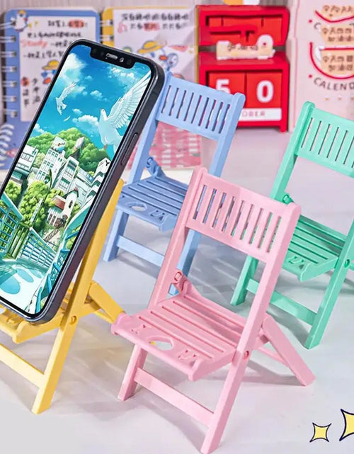 Load image into Gallery viewer, Mini Chair Shape Mobile Phone Stand Cartoon Cute Mobile Phone Tablet Office Desktop Lazy Foldable Chair Holder Accessories
