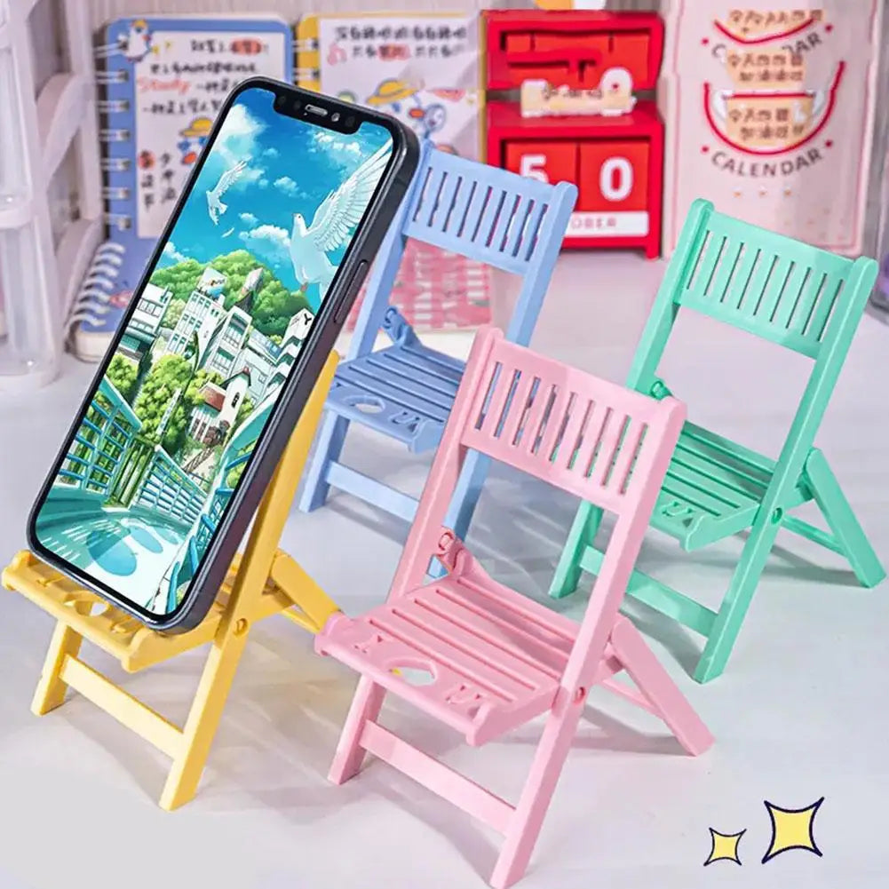 Mini Chair Shape Mobile Phone Stand Cartoon Cute Mobile Phone Tablet Office Desktop Lazy Foldable Chair Holder Accessories