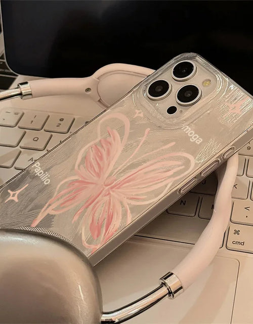 Load image into Gallery viewer, Pink Butterfly Laser Phone Case For Apple IPhone 15 11 13 14 12 Pro Max 15 Plus SE2 3 X XR XS Max 8 7 Plus Lens protection Cover
