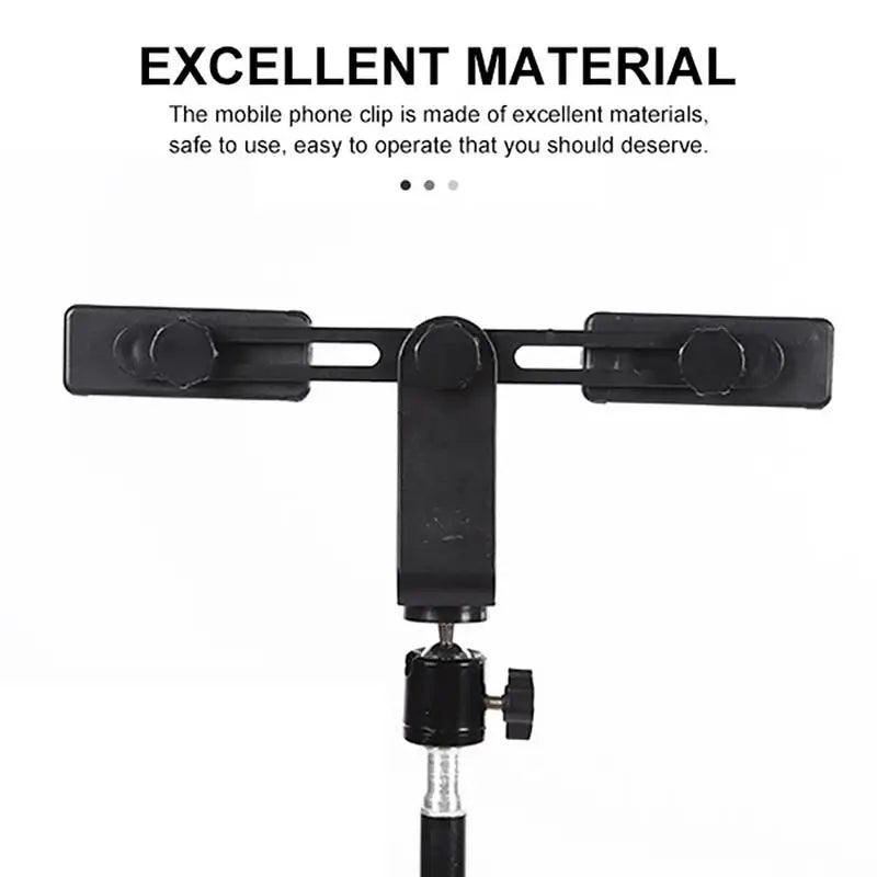 Dual Camera Phone Holder Plastic Mobile Phone Stabilizer Clip 360 Degree Rotating Outdoor Phone Holder For Live Broadcast Supple