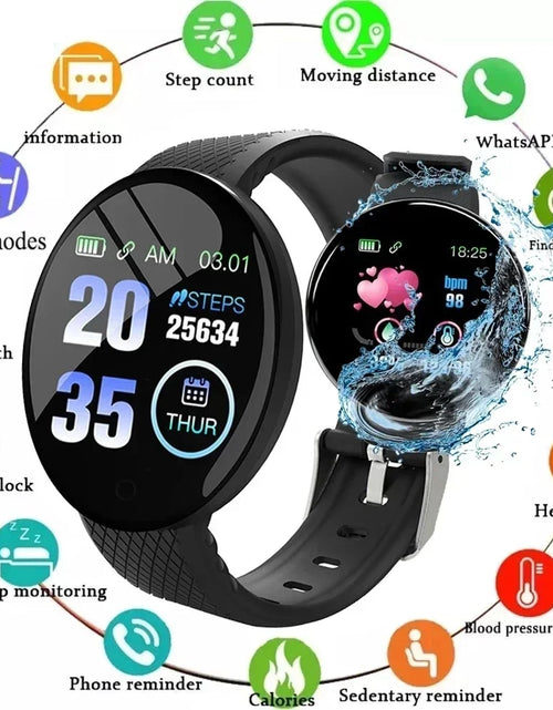 Load image into Gallery viewer, D18 circular color screen smartwatch with multiple sports modes, call information reminders, photos, music, smart wristband
