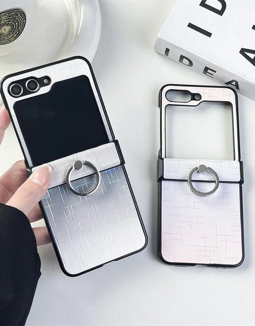 Load image into Gallery viewer, Double Color Gradient Star Phone Case for Samsung Galaxy Zflip5 Z Flip6 ZFlip 6 5 4 3 Flip4 Fold Plating Cover with Ring Bracket
