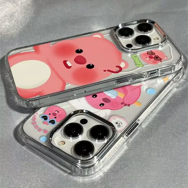 Sanrio Loopy Full Screen Cute Phone Case For iPhone 15 14 13 12 11 Pro Max XR XS MAX 7 8 Plus Brushing Teeth Anti Drop Cover