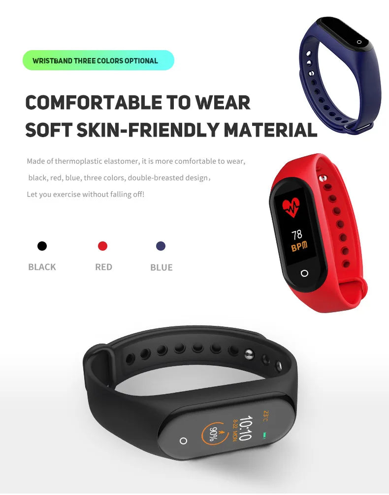 M4 Smart Digital Watch Bracelet for Men Women Smartwatch Heart Rate Monitor Pedometer Calorie Counter Health Sport Tracker Watch