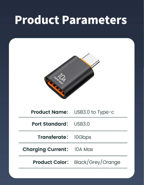 Load image into Gallery viewer, 10A 240W OTG Adapter Type C to USB 3.0 Mobile Phone USB Drive Converter For Macbook Oneplus Xiaomi SamsungPOCO Phone Accessories
