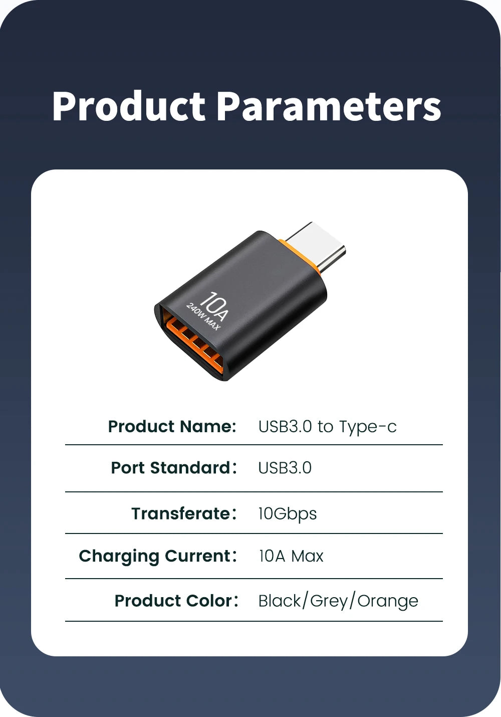 10A 240W OTG Adapter Type C to USB 3.0 Mobile Phone USB Drive Converter For Macbook Oneplus Xiaomi SamsungPOCO Phone Accessories