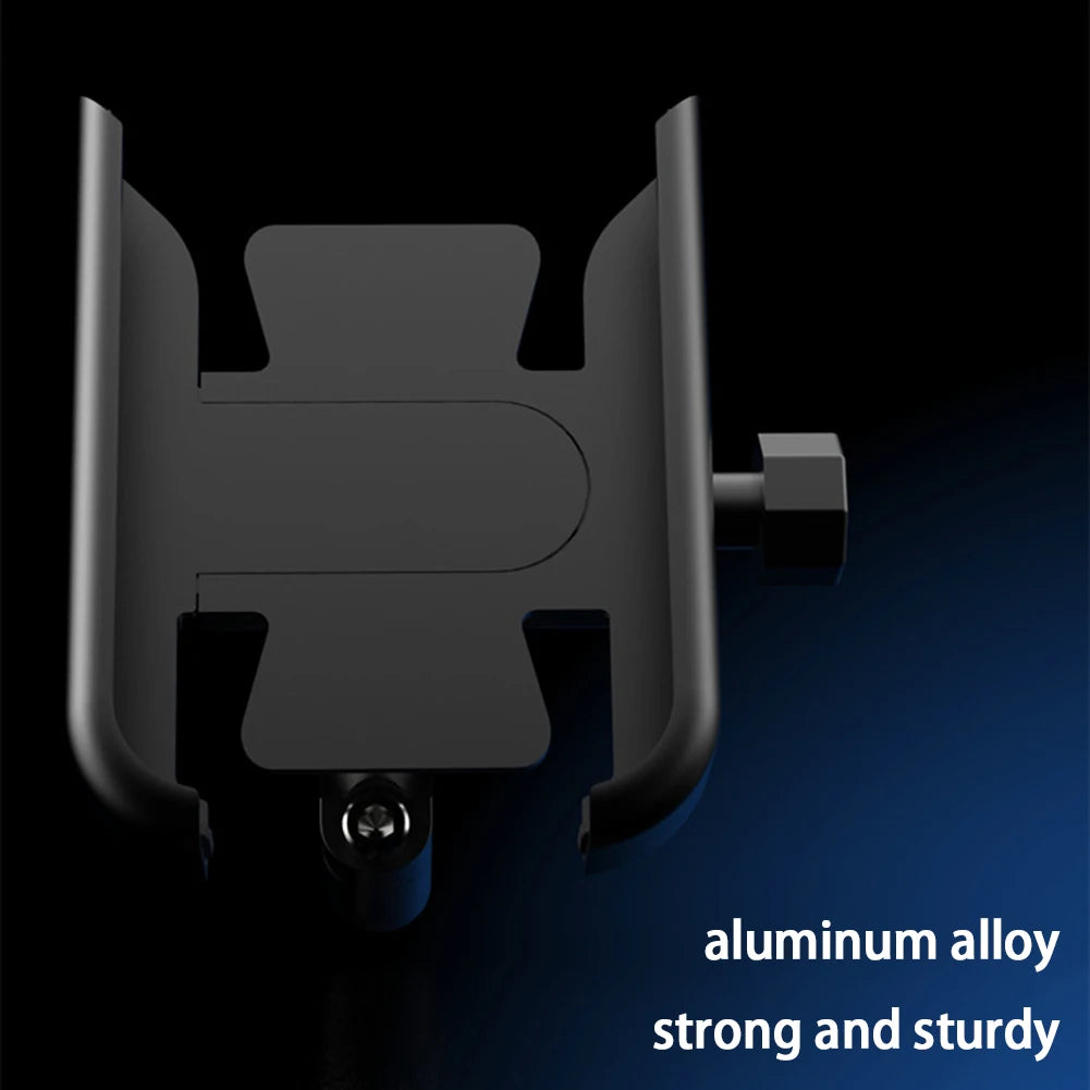 Phone Holder Motorcycle Aluminum Alloy Sturdy Mount Base Rotation For 4.0''-7.0'' Smart Devices 20-30mm Handlebar