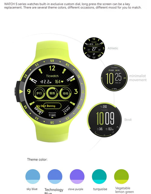 Load image into Gallery viewer, TicSmartwatch S Wear OS Smartwatch For Men Women 4GB ROM IP67 Waterproof With Google OS For iOS Android Hzbot Nylon strap 95new
