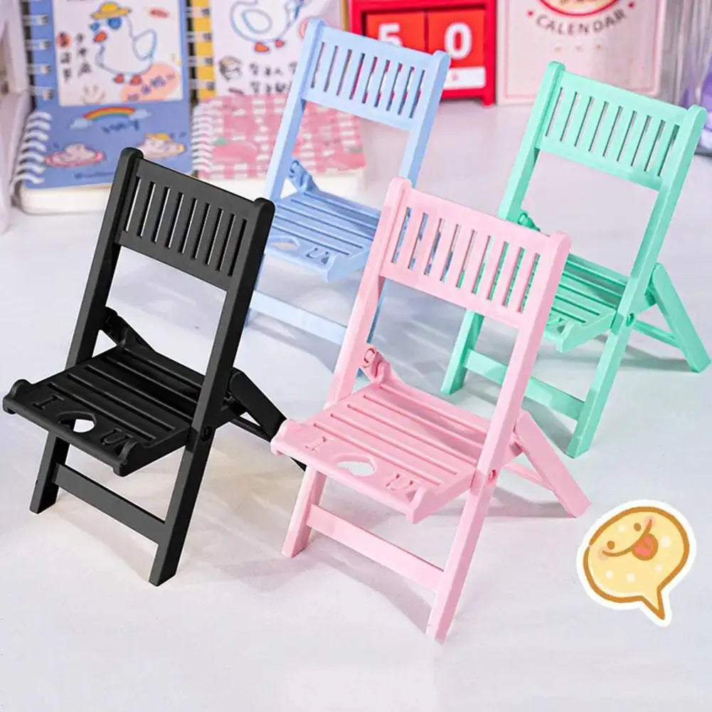 Mini Chair Shape Mobile Phone Stand Cartoon Cute Mobile Phone Tablet Office Desktop Lazy Foldable Chair Holder Accessories