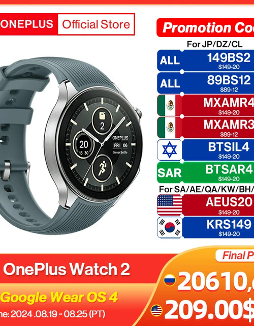 Load image into Gallery viewer, Global Version OnePlus Watch 2 Smart Watch Snapdragon W5 2GB 32GB 1.43&#39;&#39; AMOLED Display Google Wear OS 4 Dual Frequency GPS NFC
