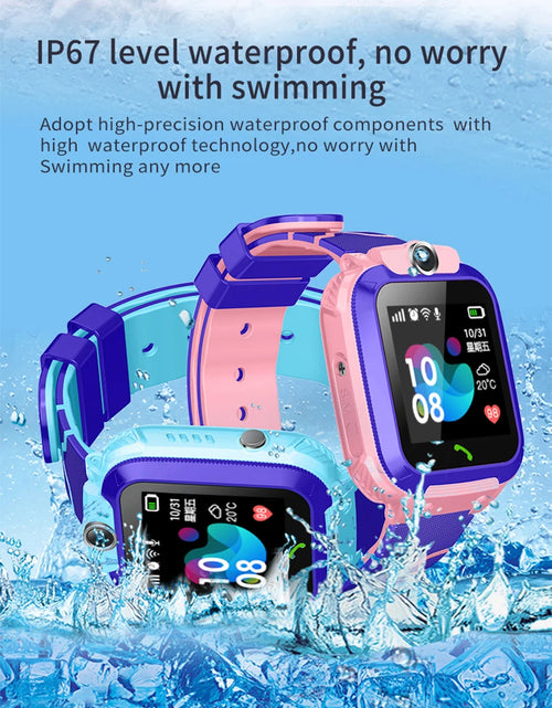 Load image into Gallery viewer, New Q12 Waterproof Children&#39;s Smart Watch Sim Card LBS Location Tracker Voice Chat Flashlight Children&#39;s Smart Phone Watch reloj
