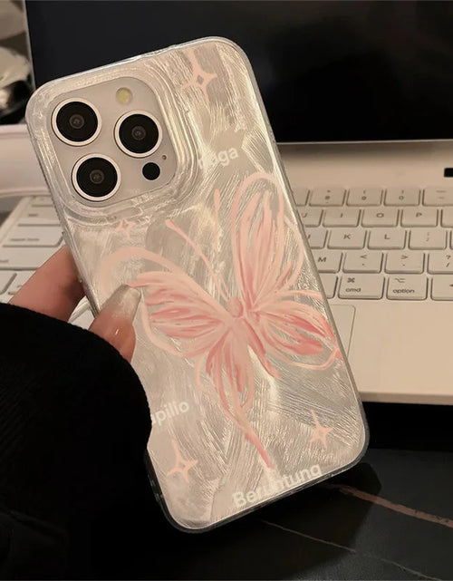 Load image into Gallery viewer, Pink Butterfly Laser Phone Case For Apple IPhone 15 11 13 14 12 Pro Max 15 Plus SE2 3 X XR XS Max 8 7 Plus Lens protection Cover
