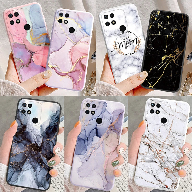 Marble Pattern Phone Case For Redmi 10C 10 C Protective Cover Case Pink Gold Marble Soft Silicone Funda For Xiaomi Redmi 10C