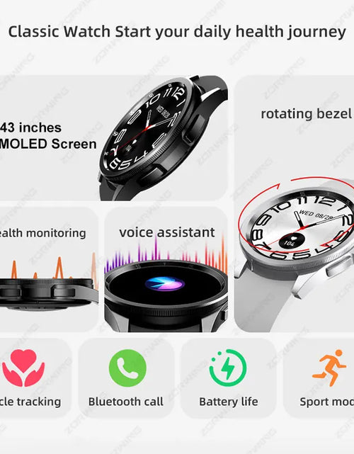 Load image into Gallery viewer, JS Watch 6 Max Classic AMOLED Smart Watch Men Women Rotating Bezel Heart Rate Blood Pressure Compass Sport Modes Smartwatch New
